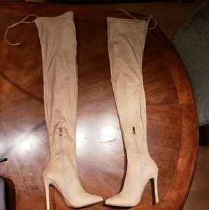 Forever 21 nude faux suede over the knee boots